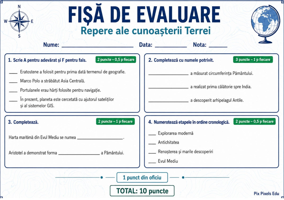 Geografie – clasa a VI-a Material educațional complet în format PDF și PowerPoint