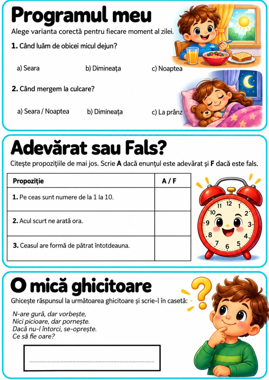 TIMPUL – învățăm prin joacă