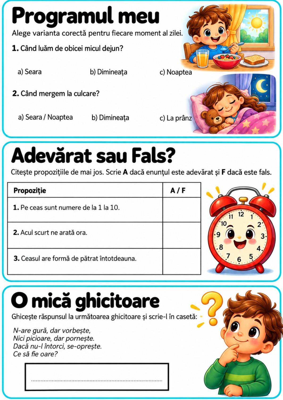 TIMPUL – învățăm prin joacă