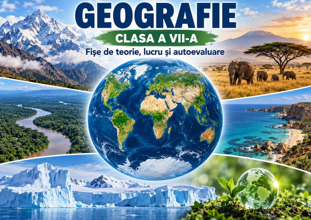 Caiet digital de Geografie pentru clasa a VII-a, disponibil în format PDF și PPT- 131 DE PAGINI