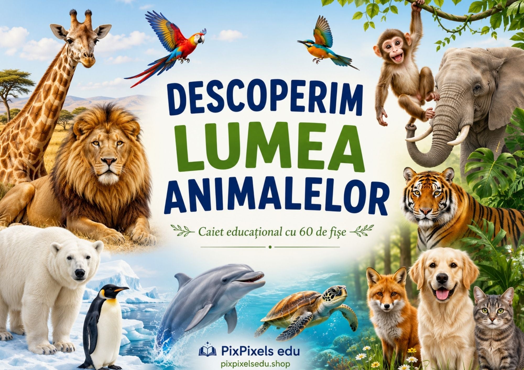 Descoperim lumea animalelor – Caiet educativ cu 70 de pagini