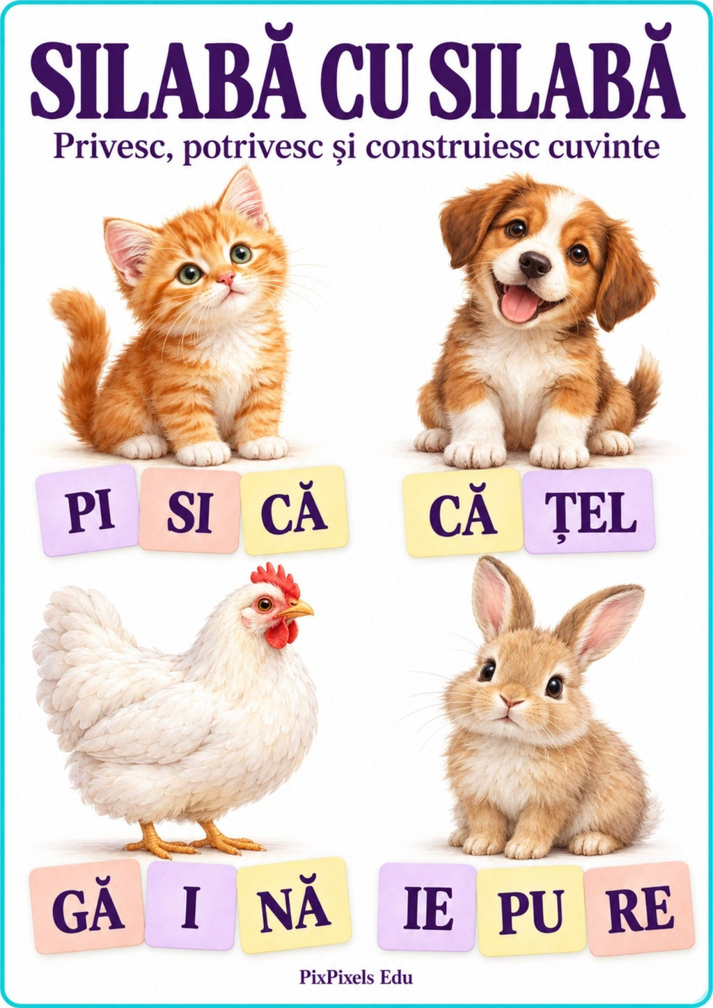SILABĂ CU SILABĂ -Privesc, potrivesc și construiesc cuvinte