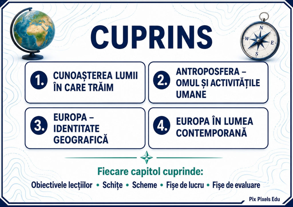 Geografie – clasa a VI-a Material educațional complet în format PDF și PowerPoint