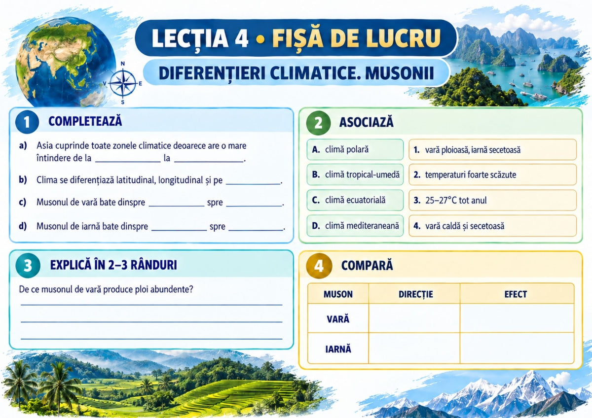 Caiet digital de Geografie pentru clasa a VII-a, disponibil în format PDF și PPT- 131 DE PAGINI