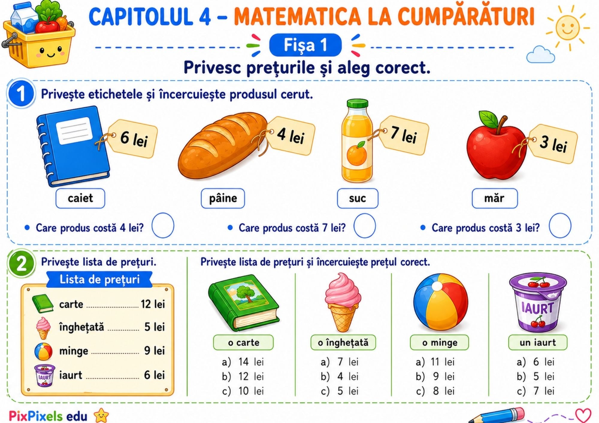 MATEMATICA ÎN VIAȚA DE ZI CU ZI – 100 DE FIȘE DE LUCRU