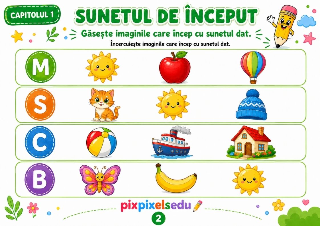 ATELIERUL SUNETELOR Fișe pentru conștiință fonologică