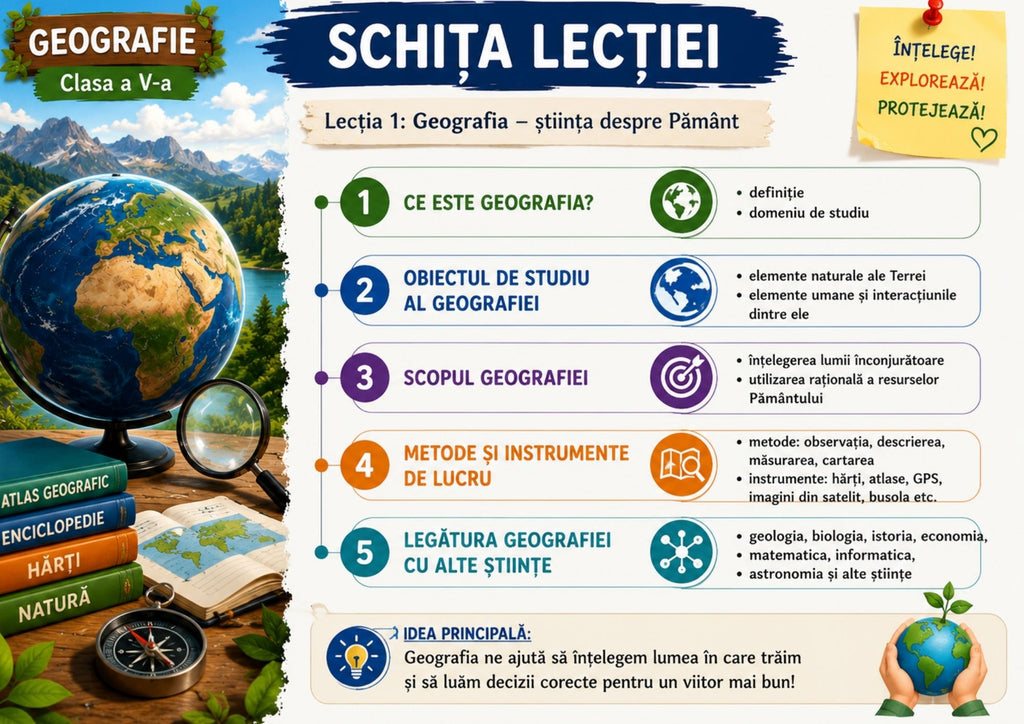 Caiet de Geografie pentru Clasa a V-a