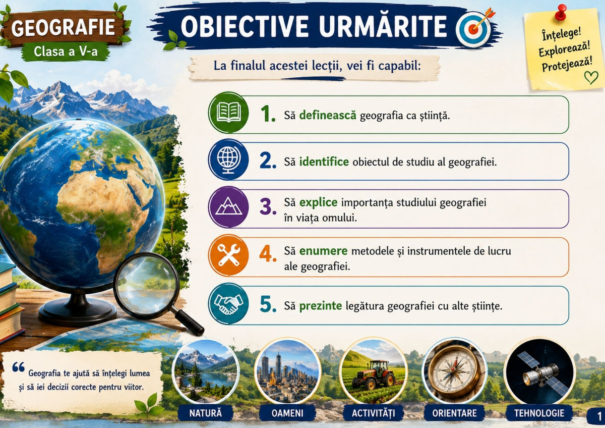Caiet de Geografie pentru Clasa a V-a