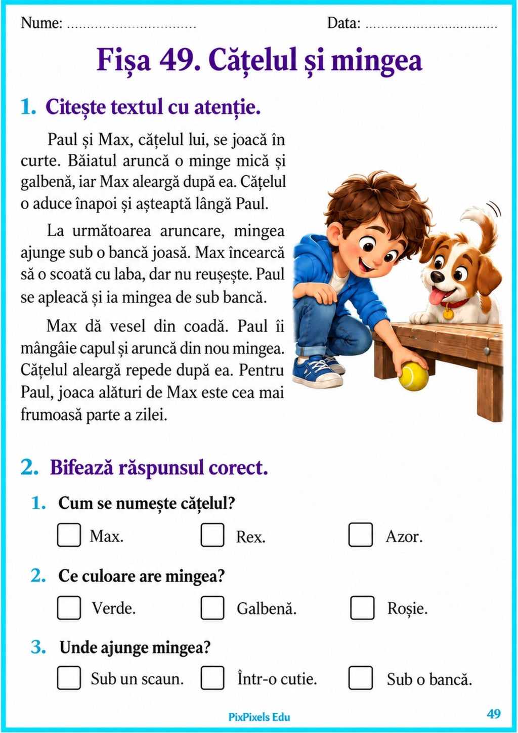 DINCOLO DE CUVINTE-  Texte scurte și exerciții de citire și înțelegere a textului