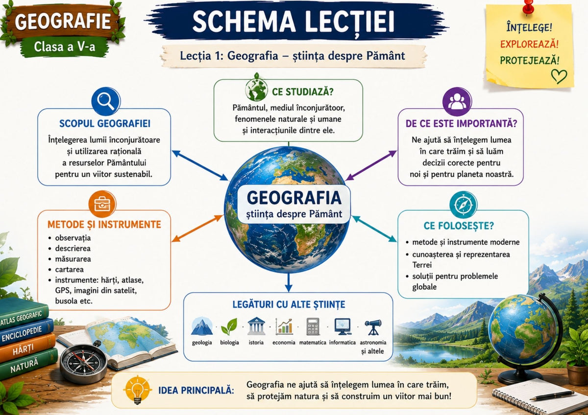 Caiet de Geografie pentru Clasa a V-a