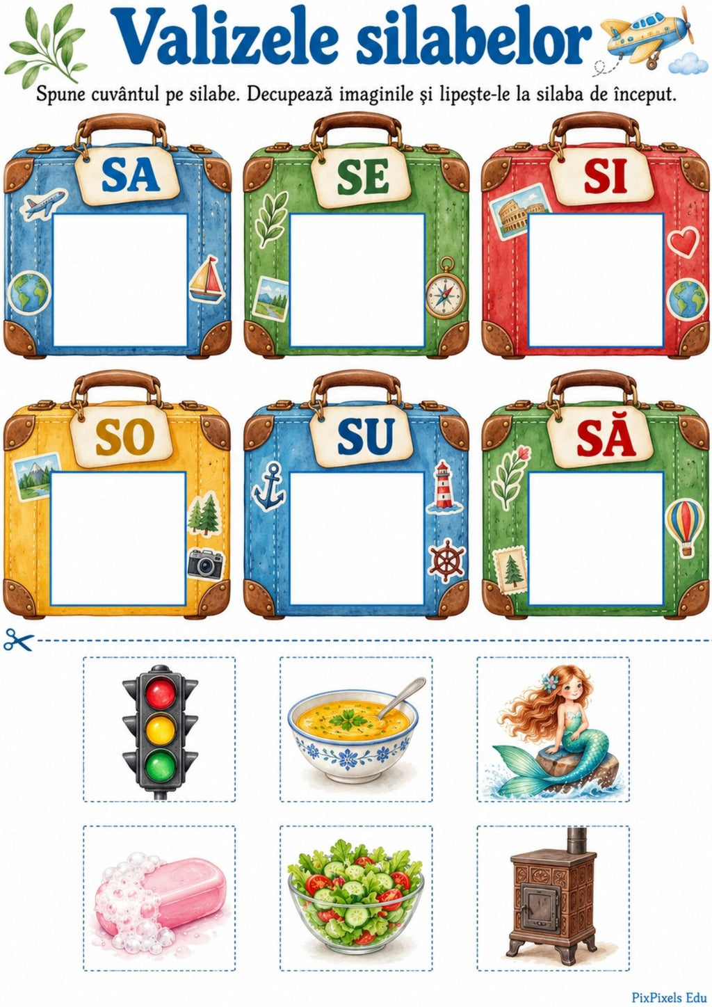 SILABĂ CU SILABĂ -Privesc, potrivesc și construiesc cuvinte