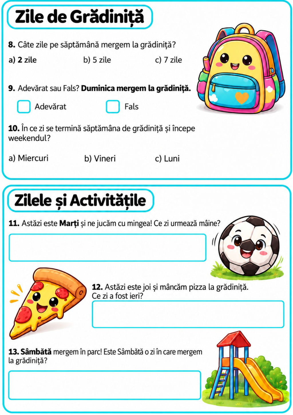 TIMPUL – învățăm prin joacă