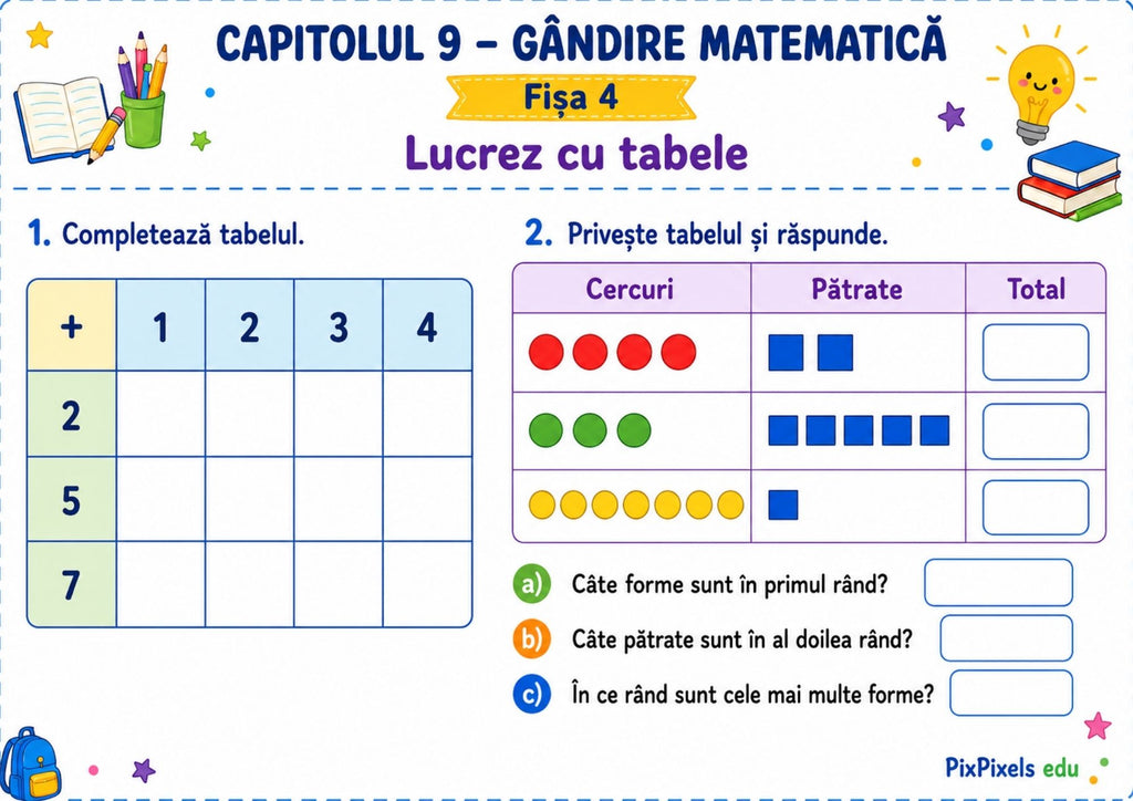 MATEMATICA ÎN VIAȚA DE ZI CU ZI – 100 DE FIȘE DE LUCRU