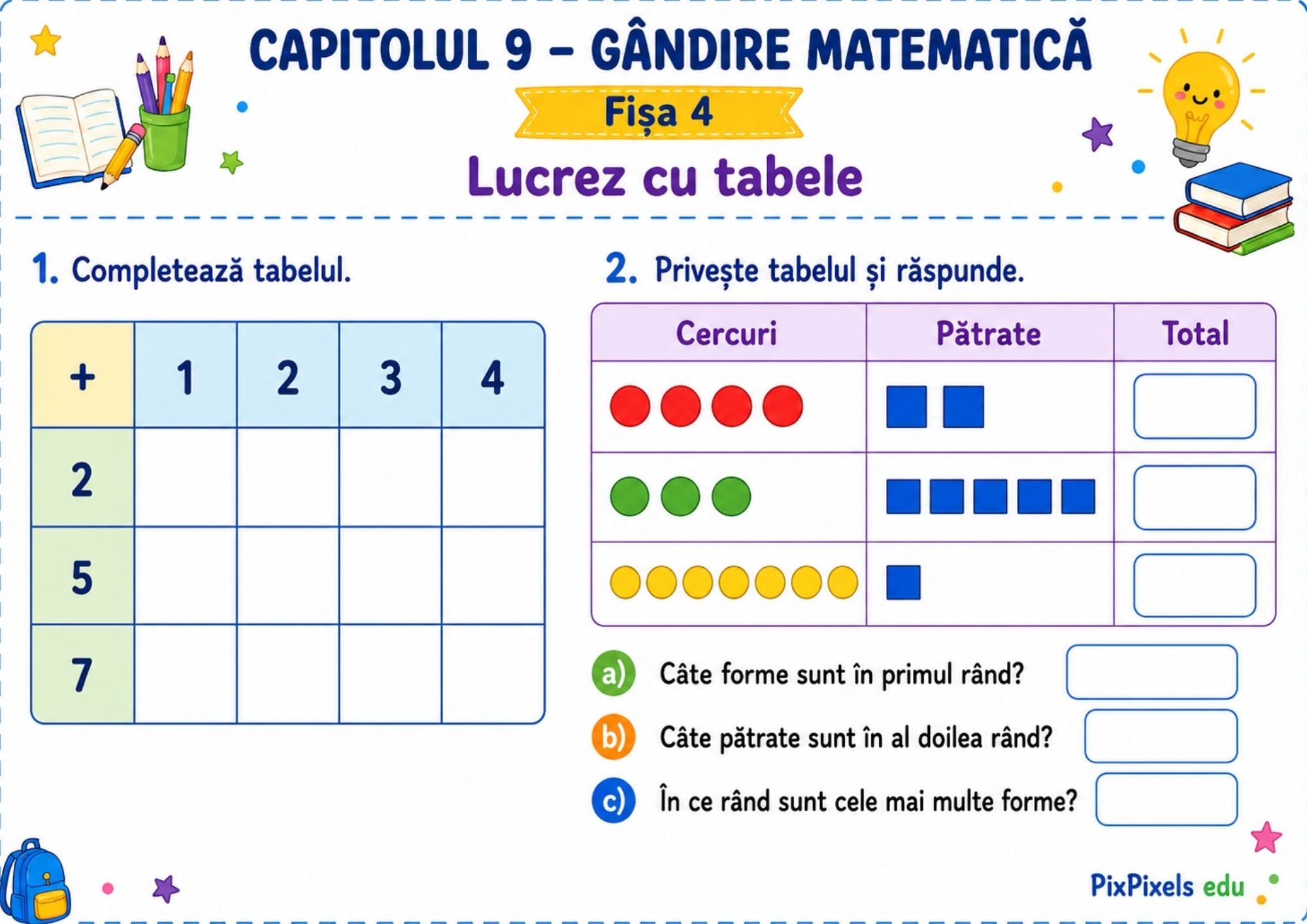 MATEMATICA ÎN VIAȚA DE ZI CU ZI – 100 DE FIȘE DE LUCRU