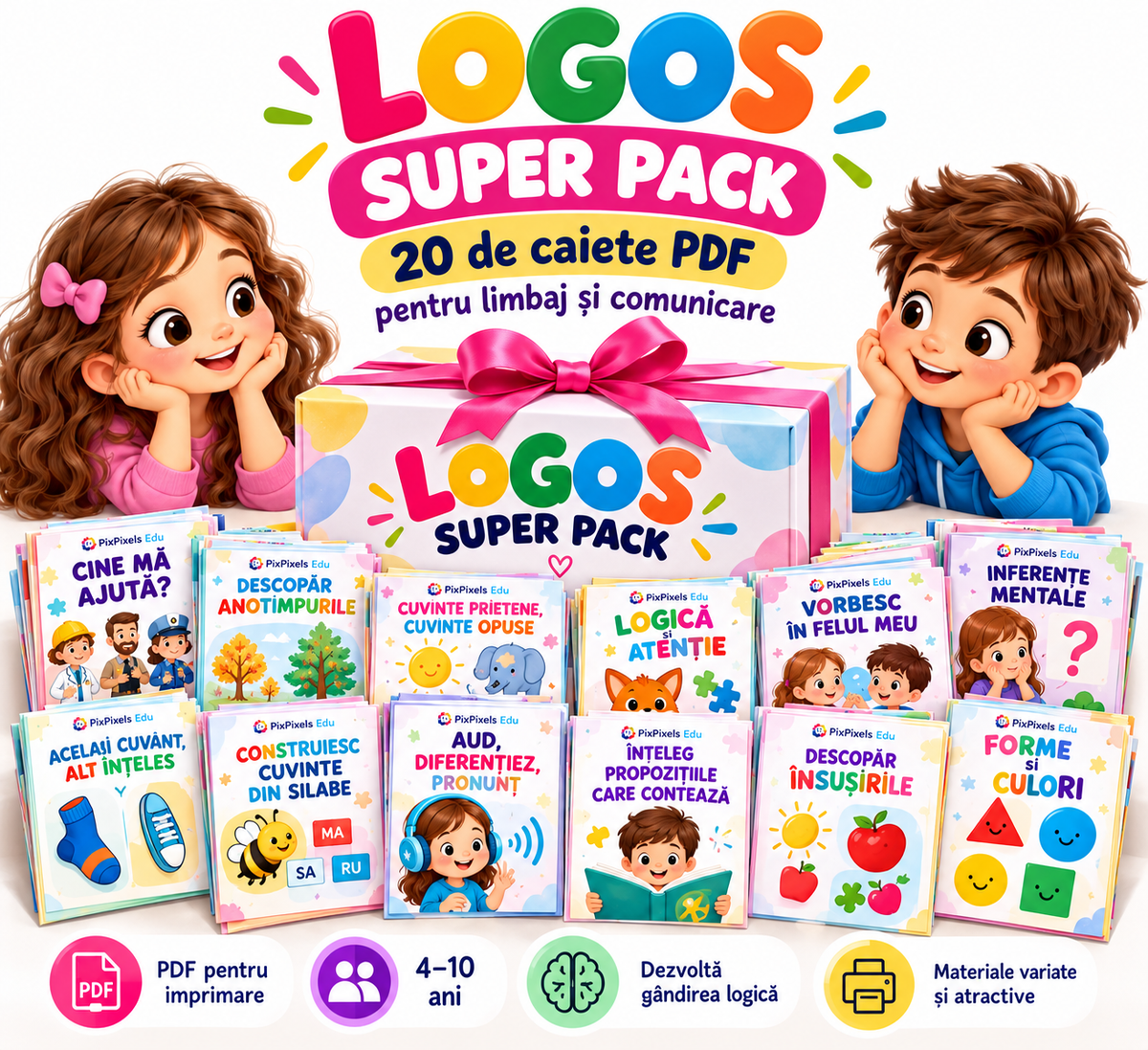 LOGOS SUPER PACK – 20 de caiete PDF pentru limbaj și comunicare
