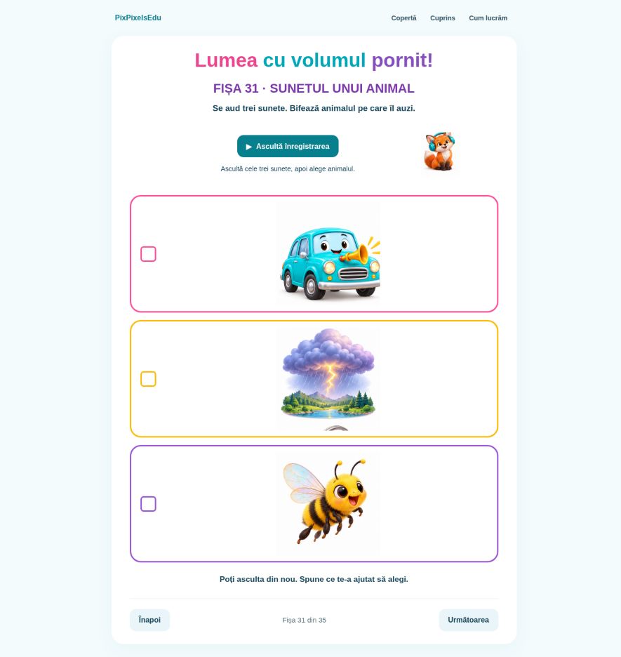 Lumea cu volumul pornit! — Ascult, descopăr și mă joc