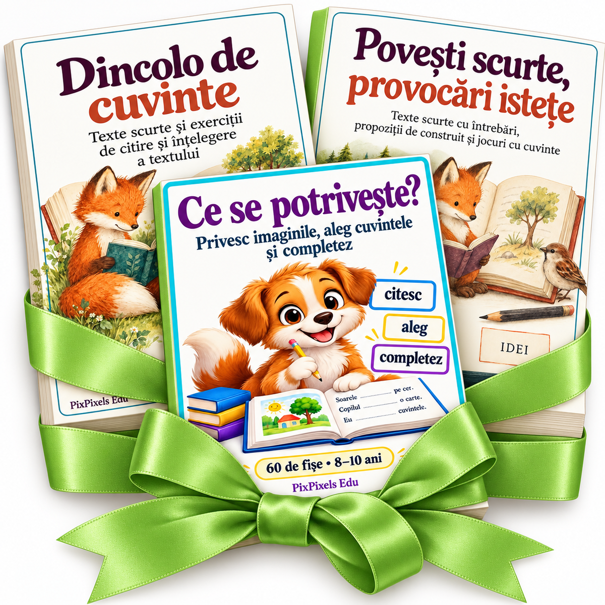 Povești, cuvinte și provocări istețe – 3 caiete PDF pentru citire și înțelegerea textului
