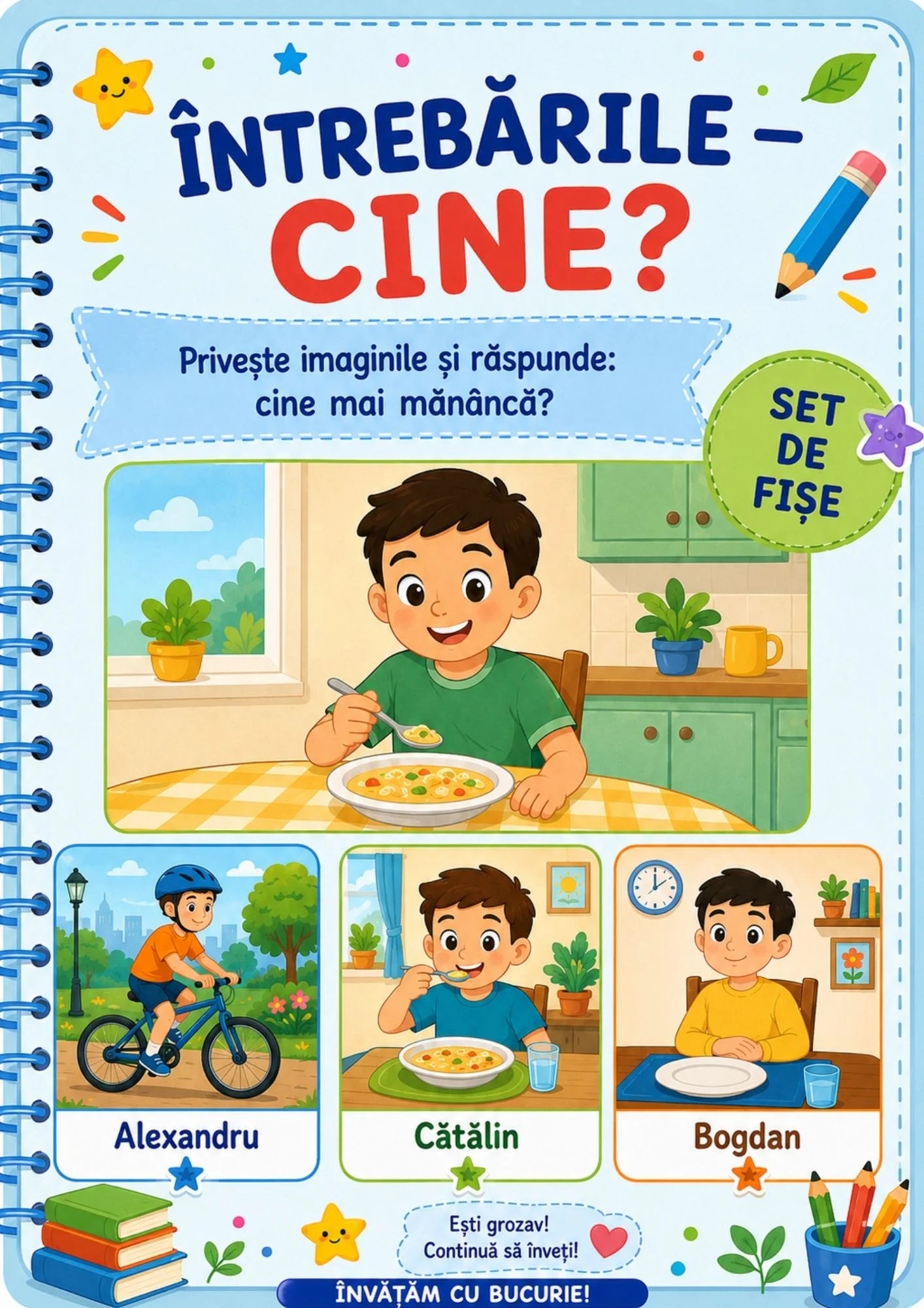 CINE?- 51 DE FIȘE DE LUCRU PENTRU DEZVOLTAREA LIMBAJULUI ȘI VOCABULARULUI