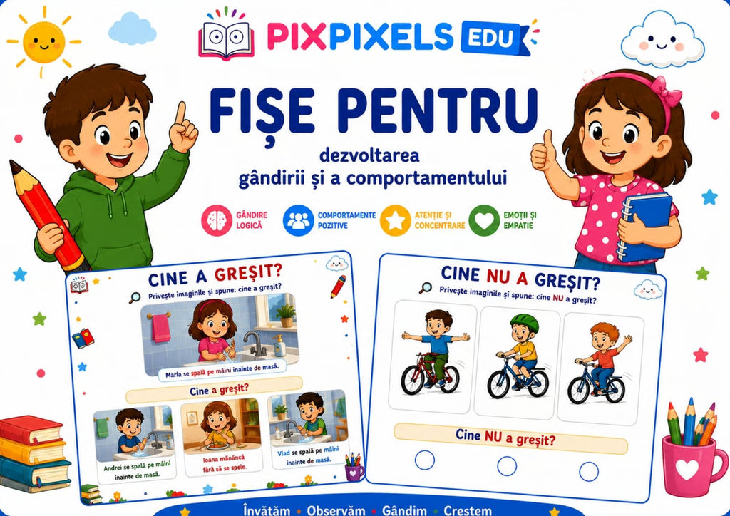 55 DE FIȘE PENTRU DEZVOLTAREA LIMBAJULUI, ATENȚIEI ȘI GÂNDIRII LOGICE